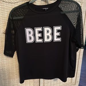 BEBE Sport Black capri legging and Matching top, Sz M, LN